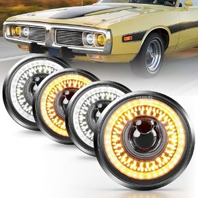 5-3/4'' 5.75-Inch LED Motorcycle Headlight, DOT Approved, Unique Starlight Turn Signal, Super Bright High-Low Beam Anti-Glare, Compatible with Sportster Iron 883/XL1200 Street Bob, 2-Year Warranty in Kuwait