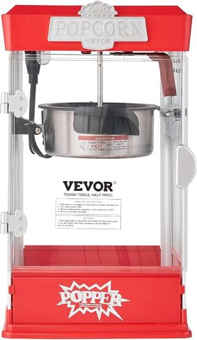 VEVOR Popcorn Maker, 480W Popcorn Popper Machine, 4 Oz Kettle Makes 1.5 Gallon per Batch, Tabletop Popcorn Maker, Includes 3 Scoops, Movie Theater Style, Red in Saudi Arabia