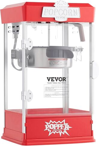 VEVOR Popcorn Maker, 480W Popcorn Popper Machine, 4 Oz Kettle Makes 1.5 Gallon per Batch, Tabletop Popcorn Maker, Includes 3 Scoops, Movie Theater Style, Red in Saudi Arabia