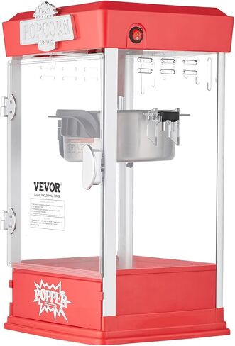VEVOR Popcorn Maker, 480W Popcorn Popper Machine, 4 Oz Kettle Makes 1.5 Gallon per Batch, Tabletop Popcorn Maker, Includes 3 Scoops, Movie Theater Style, Red in Saudi Arabia