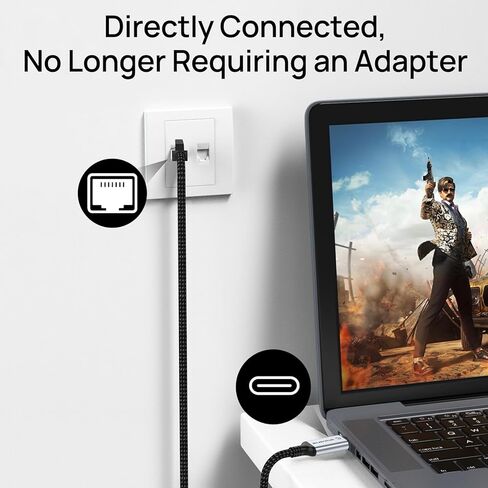 USB A إلى Ethernet Cable 10 FT ، اكتب A إلى RJ45 NYLON SLOT ، GIGABIT متصل مباشرة ، متوافق مع الكمبيوتر المحمول ، كمبيوتر سطح المكتب ، التبديل ، مربع التلفزيون in Kuwait