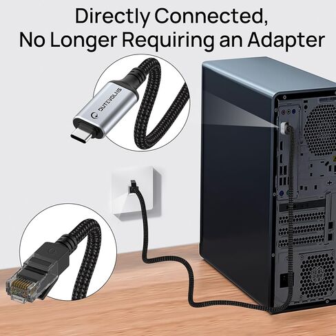 USB A إلى Ethernet Cable 10 FT ، اكتب A إلى RJ45 NYLON SLOT ، GIGABIT متصل مباشرة ، متوافق مع الكمبيوتر المحمول ، كمبيوتر سطح المكتب ، التبديل ، مربع التلفزيون in Kuwait