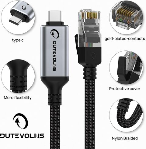 USB A إلى Ethernet Cable 10 FT ، اكتب A إلى RJ45 NYLON SLOT ، GIGABIT متصل مباشرة ، متوافق مع الكمبيوتر المحمول ، كمبيوتر سطح المكتب ، التبديل ، مربع التلفزيون in Kuwait
