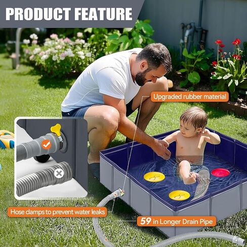 Upgraded Portable Shower Pan, 41" x 41" x 10" Outdoor Shower Base with Detachable Drain Pipe, Foldable Camping Shower Base for Beach, RV, and Indoor in Saudi Arabia