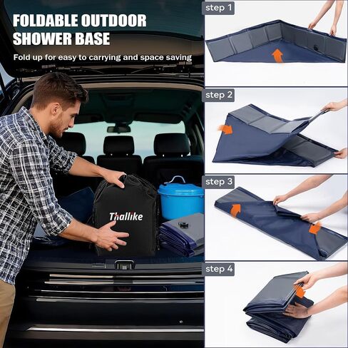 Upgraded Portable Shower Pan, 41" x 41" x 10" Outdoor Shower Base with Detachable Drain Pipe, Foldable Camping Shower Base for Beach, RV, and Indoor in Saudi Arabia