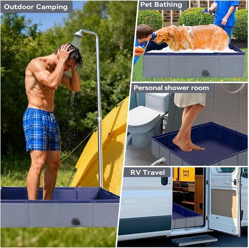 Upgraded Portable Shower Pan, 41" x 41" x 10" Outdoor Shower Base with Detachable Drain Pipe, Foldable Camping Shower Base for Beach, RV, and Indoor in Saudi Arabia