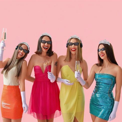 Princess Costume Accessories Women Tiara Crown Glasses Satin Gloves Headphones for Halloween Cosplay in Saudi Arabia