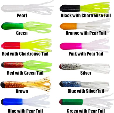 60pcs أنبوب الطعوم سحر بلاستيكي ناعم ، ورؤوس الأنبوب الرؤوس crappie الطعوم الساحرة البلاستيكية الناعمة السباحة الجليد رقصات صيد الأسماك لتروت السلمون السلمون السلمون السلمون السلمون in Kuwait