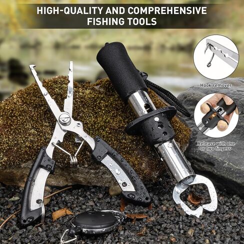 Thkfish 462 PCS مجموعة أدوات الصيد ، حقيبة الظهر وصندوق معالجة مع معالجة شملت السطح السنانير إكسسوارات مجموعة ، كماشة ، قبضة الشفاه الأسماك ، معدات الصيد وهدية الصيد للرجال in Kuwait