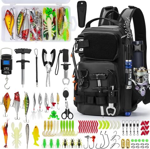 Thkfish 462 PCS مجموعة أدوات الصيد ، حقيبة الظهر وصندوق معالجة مع معالجة شملت السطح السنانير إكسسوارات مجموعة ، كماشة ، قبضة الشفاه الأسماك ، معدات الصيد وهدية الصيد للرجال in Kuwait