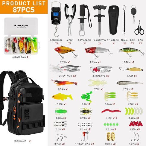 Thkfish 462 PCS مجموعة أدوات الصيد ، حقيبة الظهر وصندوق معالجة مع معالجة شملت السطح السنانير إكسسوارات مجموعة ، كماشة ، قبضة الشفاه الأسماك ، معدات الصيد وهدية الصيد للرجال in Kuwait
