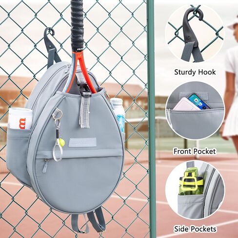 Tennis Backpack with 2 Rackets Holder, Water-Resistant PU Leather Tennis Racket Bag for Women & Men, Sling Crossbody Sports Backpack for Tennis, Pickleball & Badminton, Tennis Gifts in Saudi Arabia