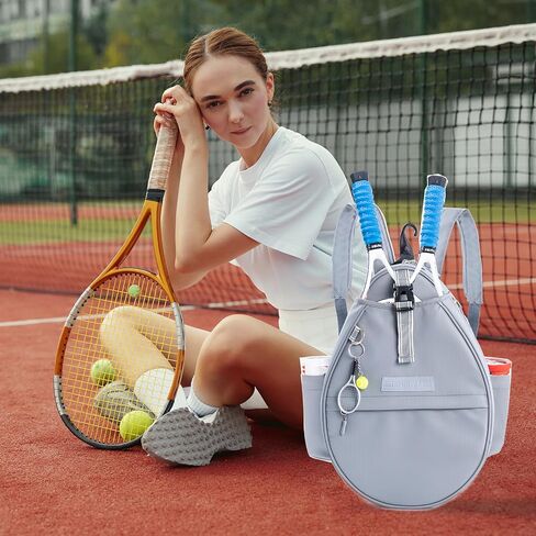 Tennis Backpack with 2 Rackets Holder, Water-Resistant PU Leather Tennis Racket Bag for Women & Men, Sling Crossbody Sports Backpack for Tennis, Pickleball & Badminton, Tennis Gifts in Saudi Arabia