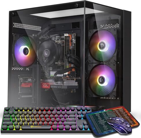 Gaming PC Desktop Computer,Intel Core i7 Desktop,Operating at A Frequency of 3.4-3.9 GHz,RX590 Graphics Card with 8GB GDDR5 Video Memory,16GB RAM, 1TB NVME SSD,WiFi 5.0,RGB Fan x4 in Kuwait