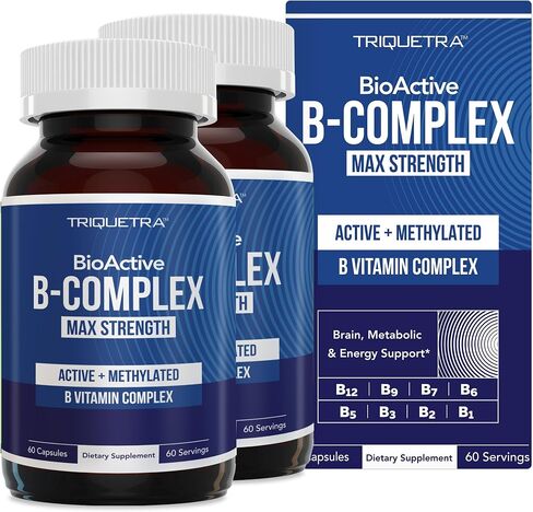 BioActive Vitamin B Complex - Blood Stream Ready, Methylated B Complex - Featuring Methylfolate, 3 BioActive Forms of B12, BenfoPure® B1 & Pantesin® B5 - 12 B Vitamins in Clinical Doses - 60 Servings in Kuwait