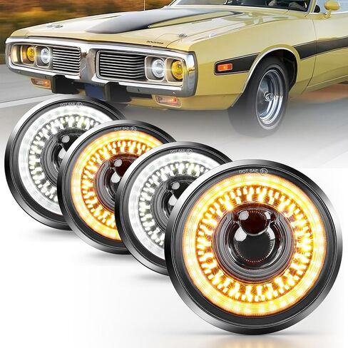 5-3/4'' 5.75-Inch LED Motorcycle Headlight, DOT Approved, Unique Starlight Turn Signal, Super Bright High-Low Beam Anti-Glare, Compatible with Sportster Iron 883/XL1200 Street Bob, 2-Year Warranty in Kuwait