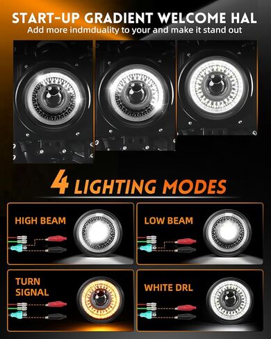 5-3/4'' 5.75-Inch LED Motorcycle Headlight, DOT Approved, Unique Starlight Turn Signal, Super Bright High-Low Beam Anti-Glare, Compatible with Sportster Iron 883/XL1200 Street Bob, 2-Year Warranty in Kuwait