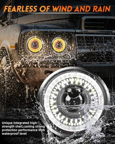 5-3/4'' 5.75-Inch LED Motorcycle Headlight, DOT Approved, Unique Starlight Turn Signal, Super Bright High-Low Beam Anti-Glare, Compatible with Sportster Iron 883/XL1200 Street Bob, 2-Year Warranty in Kuwait