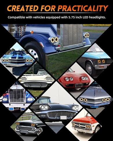 5-3/4'' 5.75-Inch LED Motorcycle Headlight, DOT Approved, Unique Starlight Turn Signal, Super Bright High-Low Beam Anti-Glare, Compatible with Sportster Iron 883/XL1200 Street Bob, 2-Year Warranty in Kuwait