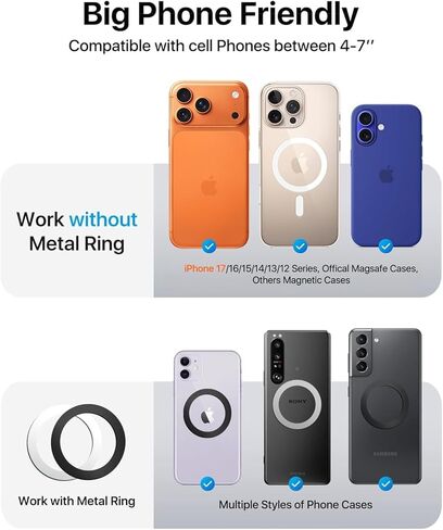 andobil Upgraded for Magsafe Car Mount Pro [Strongest Magnet, Big Phone Friendly] 360° Rotation Magnetic Phone Holder for Car Vent Suitable for iPhone 16/15/14 Pro Max Samsung S25/S24 (Carbon Fiber) in Kuwait