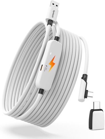 Syntech Link Cable with Charging 16FT Compatible with Oculus/Meta Quest 3S/3 Accessories, Quest2/Pro, Pico4, Next-Gen VR Cable with USB 3.0 A to C Adapter for SteamVR, Charge & Link Simultaneously in Saudi Arabia