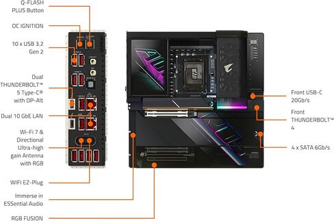 Gigabyte Z890 AI Top Intel Core Ultra (Series 2) LGA 1851 Motherboard ، E-ATX ، DDR5 ، 4X M.2 ، PCIe 5.0 ، Thunderbolt 5 ، WiFi7 ، 10GBE LAN ، EZ-LATCH in Kuwait