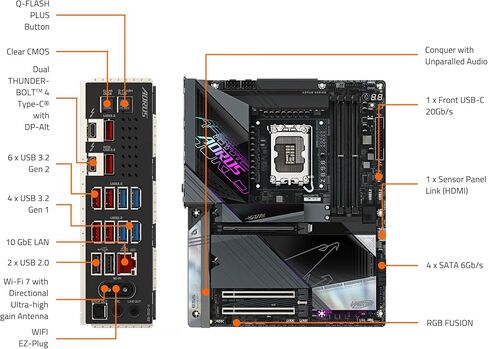 Gigabyte Z890 AI Top Intel Core Ultra (Series 2) LGA 1851 Motherboard ، E-ATX ، DDR5 ، 4X M.2 ، PCIe 5.0 ، Thunderbolt 5 ، WiFi7 ، 10GBE LAN ، EZ-LATCH in Kuwait