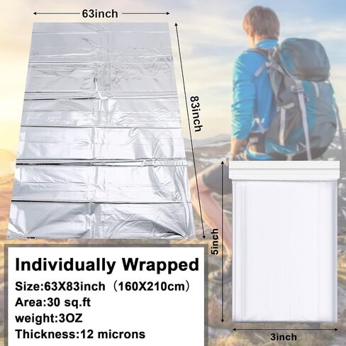 Chumia 50 Pieces Emergency Thermal Blanket Bulk 83 x 63 Gigantic Foil Space Blanket Survival Reflective Accessories Gift for Homeless Camping Gear First Aid Hiking Outdoor in Saudi Arabia