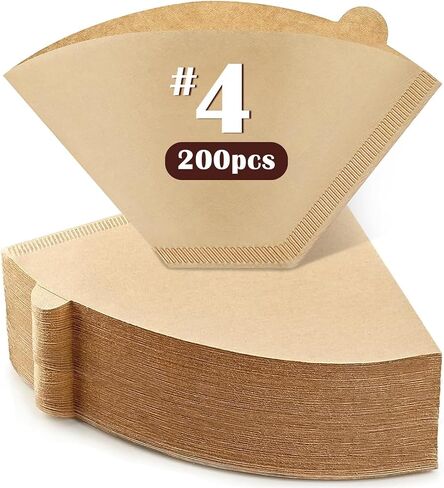 100 Count #4 Cone Coffee Filters 8-12 Cup, Natural Coffee Filters 4 Cone Paper fits for Pour Over and Drip Coffee Maker, Unbleached, Chlorine Free in Kuwait