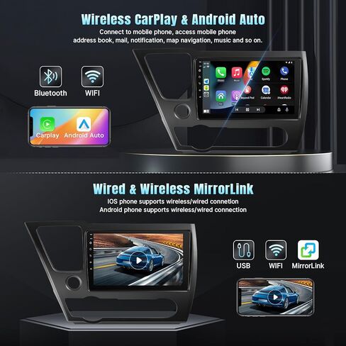 Naifay Android Car Stereo for Honda Civic 2006 2007 2008 2009 2010 2011 Radio, 10.1 inch Touch Screen for Honda Civic Car Radio with Carplay Android Auto Bluetooth WiFi GPS SWC Backup Camera in Saudi Arabia