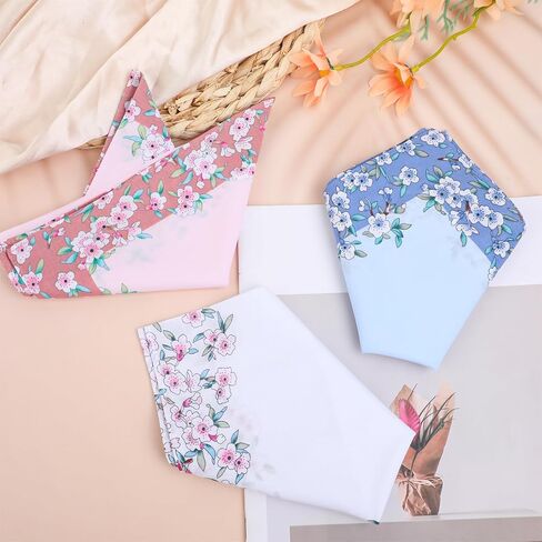 Giantree 3 PCS Ladies Printing Floral Clorkeflchiefs ، Women Floral Square Plaid ، 18 "منشفة مربعة جيب ، مناديل للسيدات القطن ، مناديل الزهور للسيدات لحفل الزفاف in Saudi Arabia