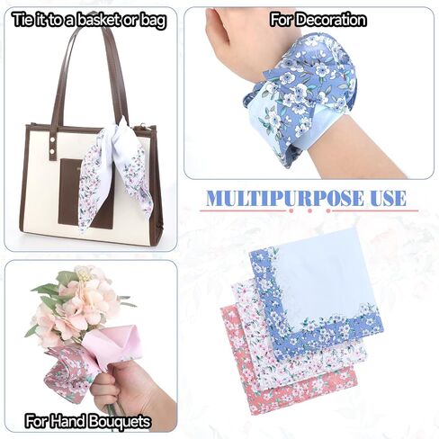 Giantree 3 PCS Ladies Printing Floral Clorkeflchiefs ، Women Floral Square Plaid ، 18 "منشفة مربعة جيب ، مناديل للسيدات القطن ، مناديل الزهور للسيدات لحفل الزفاف in Saudi Arabia