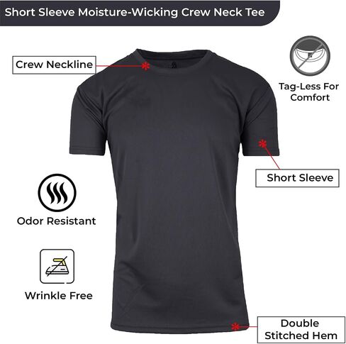 Galaxy by Harvic Men's Moisture-Wicking Wrinkle Free Performance Regular & Muscle Tee (Singles & 3-Pack) (S-2XL) in Saudi Arabia
