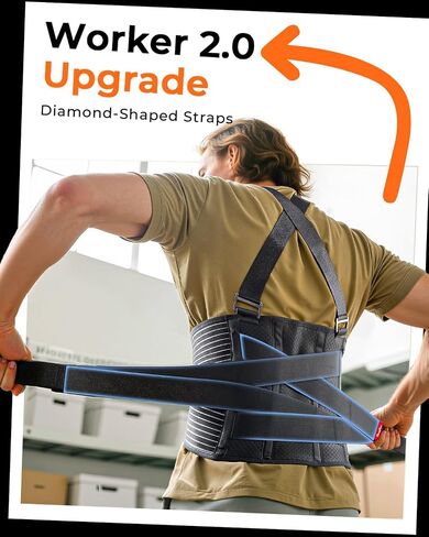 Ultra Breathable Work Back Brace for Men & Women [Upgraded Medical-Grade Support] Lower Back Support Belt with Removable Suspenders - Pain Relief for Lifting, Warehouse, Construction, Moving in Saudi Arabia