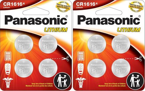 Panasonic CR1616 3.0 Volt Long Lasting Lithium Coin Cell Batteries in Child Resistant, Standards Based Packaging, 4-Battery Pack in Kuwait