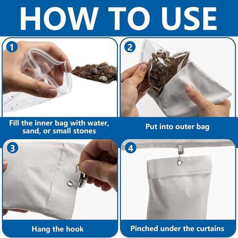 12 Pack Outdoor Curtain Weight Bags, Patio Curtain Sandbag with Sealed Bags and Clips, Reusable Drapery Weighted Bags for Home Outdoor Pergola Gazebo Front Porch (Beige) in Saudi Arabia