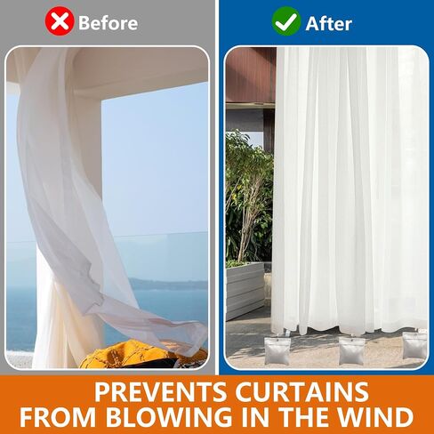 12 Pack Outdoor Curtain Weight Bags, Patio Curtain Sandbag with Sealed Bags and Clips, Reusable Drapery Weighted Bags for Home Outdoor Pergola Gazebo Front Porch (Beige) in Saudi Arabia
