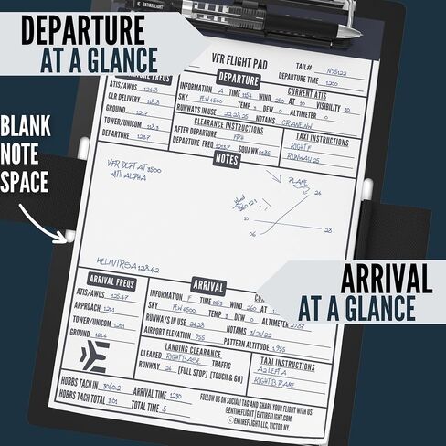 Aviation Pilot Kneeboard IFR Black with Structured Notepad, Pilot Gear & Flight Bag Accessory, Airplane Grade Aluminum, Elastic Knee Strap & Pen Included for Pilots - Best Aviation Gifts for Pilots in Kuwait