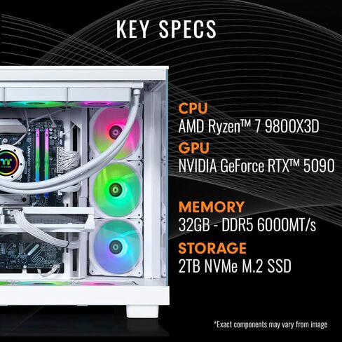 Thermaltake Reactor 9880S Gaming Desktop (AMD Ryzen™ 7 9800X3D, ToughRam 32GB DDR5 6400MT/s RGB Memory, NVIDIA® GeForce RTX™ 5080, 2TB NVMe M.2, WiFi, Windows 11) T6WT-X870-580-LCS in Kuwait