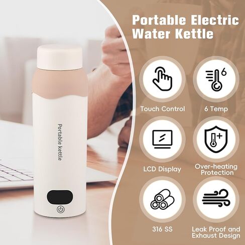Protable Travel Electric Kettle 304 Stainless Steel Small Water Boiler 450ml USB and Plug in Water Heater with Bag in Saudi Arabia
