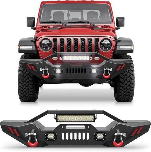 Rear Bumper Compatible with Jeep Gladiator JT 2020 2021 2022 2023 2024 2025, Textured Black Pickup Truck Bumper for 2020-2025 Gladiator JT, with Step Plate, Lights, Sensor Holes and D-rings in Kuwait