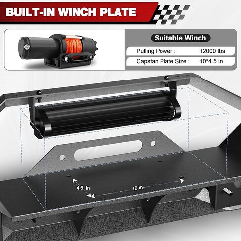 Rear Bumper Compatible with Jeep Gladiator JT 2020 2021 2022 2023 2024 2025, Textured Black Pickup Truck Bumper for 2020-2025 Gladiator JT, with Step Plate, Lights, Sensor Holes and D-rings in Kuwait