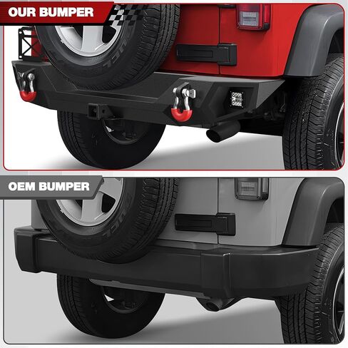 المصد الخلفي متوافق مع Jeep Gladiator JT 2020 2021 2022 2023 2024 2025 ، مصد شاحنة بيك آب سوداء مزدحمة لعام 2020-2025 المصارع JT ، مع لوحة الخطوة ، الأضواء ، ثقوب المستشعر والحزم D. in Kuwait