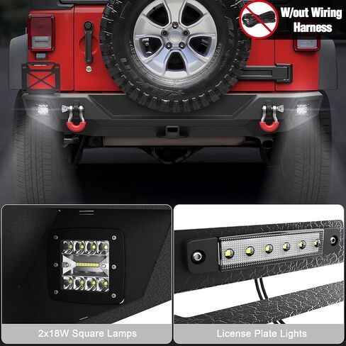 المصد الخلفي متوافق مع Jeep Gladiator JT 2020 2021 2022 2023 2024 2025 ، مصد شاحنة بيك آب سوداء مزدحمة لعام 2020-2025 المصارع JT ، مع لوحة الخطوة ، الأضواء ، ثقوب المستشعر والحزم D. in Kuwait