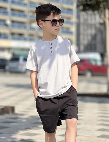 أرشينر بويز ملابس الصيفية مجموعة 3 أسنان زهرة قصيرة الأكمام وسراويل القصيرة ملابس غير رسمية لمدة 5-12 سنة in Kuwait