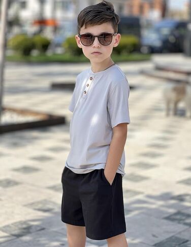 أرشينر بويز ملابس الصيفية مجموعة 3 أسنان زهرة قصيرة الأكمام وسراويل القصيرة ملابس غير رسمية لمدة 5-12 سنة in Kuwait