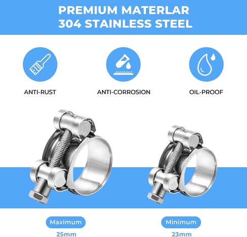 6 Pack 32-35mm T-Bolt Hose Clamp, Stainless Steel_304 Intercooler Pipe Tube Clamps, Turbo Pipe Clamps, Clamp Adjustable Range 1.25"-1.37" in Saudi Arabia