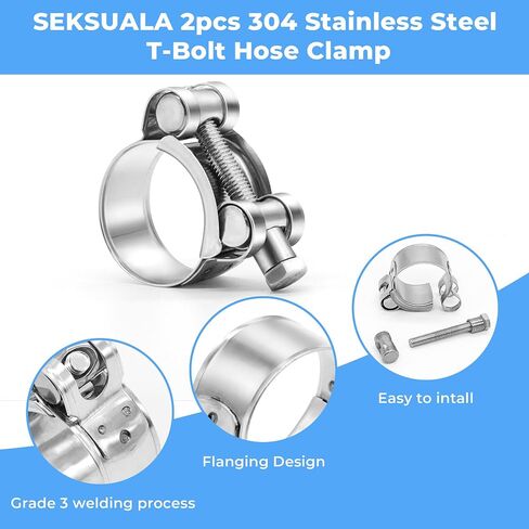 6 Pack 32-35mm T-Bolt Hose Clamp, Stainless Steel_304 Intercooler Pipe Tube Clamps, Turbo Pipe Clamps, Clamp Adjustable Range 1.25"-1.37" in Saudi Arabia