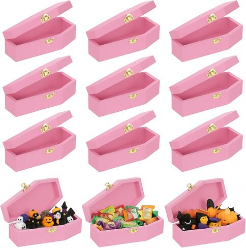Thyle 12 Pcs Bulk Halloween Wood Coffin Box 6 Inch Candy Mini Coffins Unfinished Funeral Small Box for Goth Jewelry Party Favors Gift Decorations (Black) in Saudi Arabia