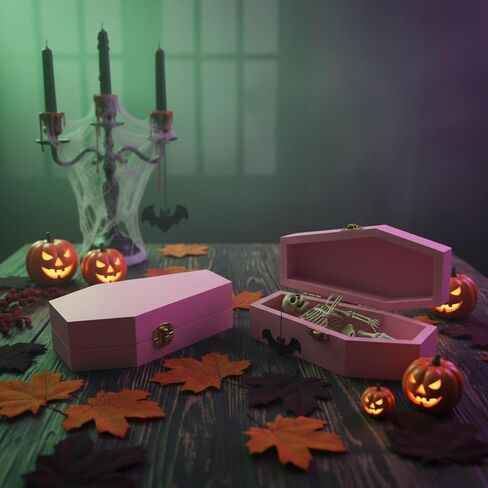 Thyle 12 Pcs Bulk Halloween Wood Coffin Box 6 Inch Candy Mini Coffins Unfinished Funeral Small Box for Goth Jewelry Party Favors Gift Decorations (Black) in Saudi Arabia